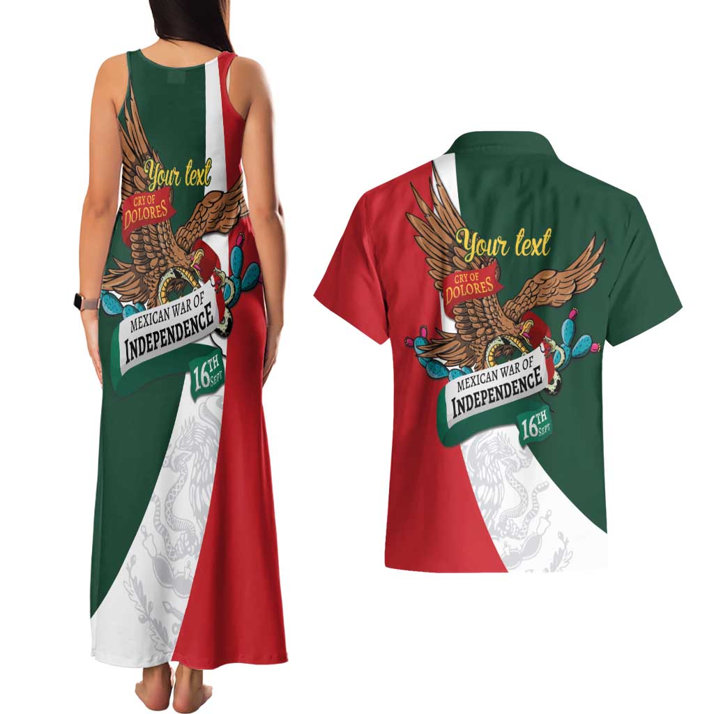 iViva Mexico Eagle Personalized Couples Matching Tank Maxi Dress and Hawaiian Shirt Mexican Independence Day Fiesta - Wonder Print Shop
