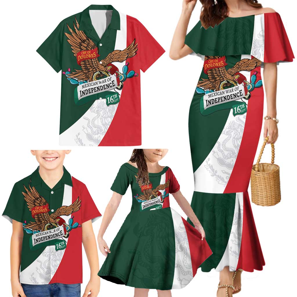 iViva Mexico Eagle Personalized Family Matching Mermaid Dress and Hawaiian Shirt Mexican Independence Day Fiesta - Wonder Print Shop