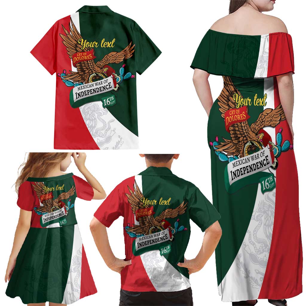 iViva Mexico Eagle Personalized Family Matching Off Shoulder Maxi Dress and Hawaiian Shirt Mexican Independence Day Fiesta - Wonder Print Shop