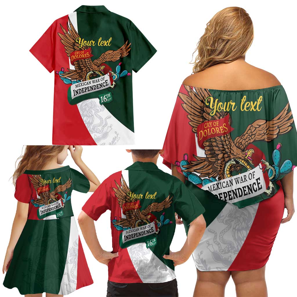 iViva Mexico Eagle Personalized Family Matching Off Shoulder Short Dress and Hawaiian Shirt Mexican Independence Day Fiesta - Wonder Print Shop