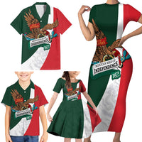 iViva Mexico Eagle Personalized Family Matching Short Sleeve Bodycon Dress and Hawaiian Shirt Mexican Independence Day Fiesta - Wonder Print Shop