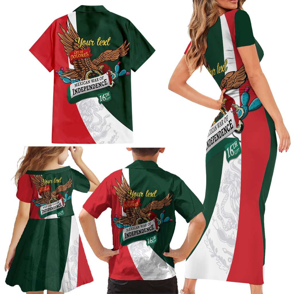 iViva Mexico Eagle Personalized Family Matching Short Sleeve Bodycon Dress and Hawaiian Shirt Mexican Independence Day Fiesta - Wonder Print Shop