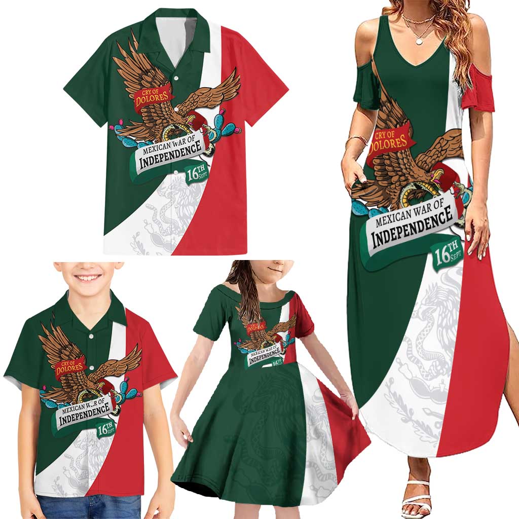 iViva Mexico Eagle Personalized Family Matching Summer Maxi Dress and Hawaiian Shirt Mexican Independence Day Fiesta - Wonder Print Shop