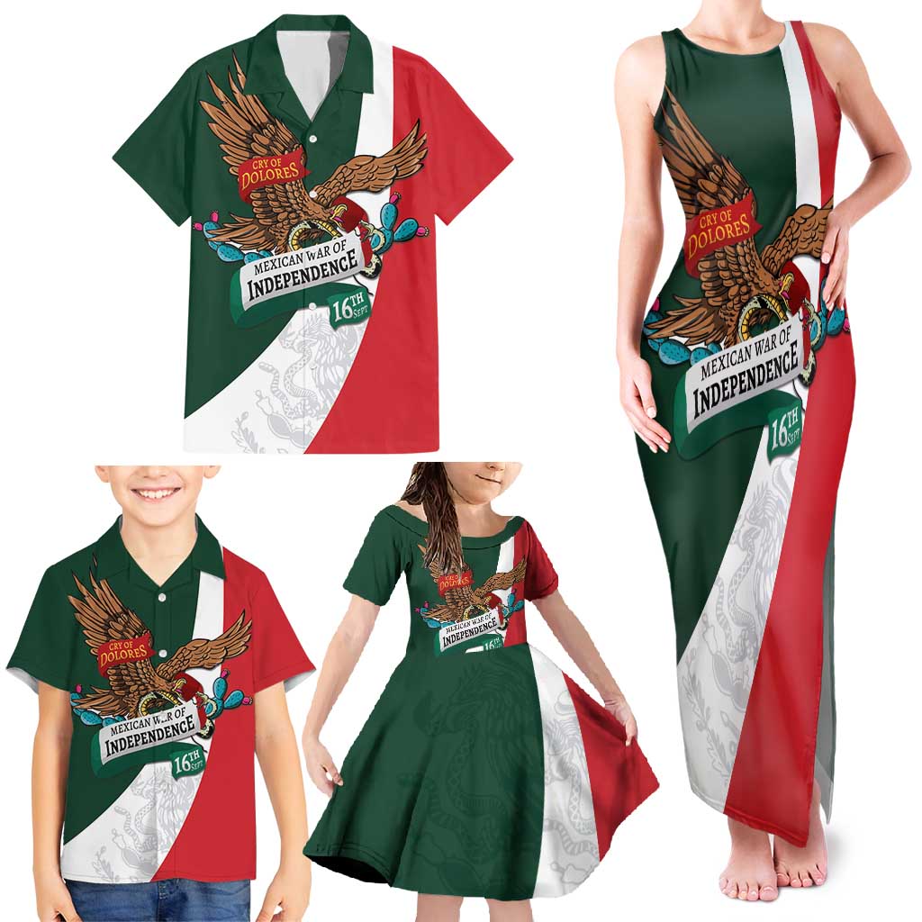 iViva Mexico Eagle Personalized Family Matching Tank Maxi Dress and Hawaiian Shirt Mexican Independence Day Fiesta - Wonder Print Shop