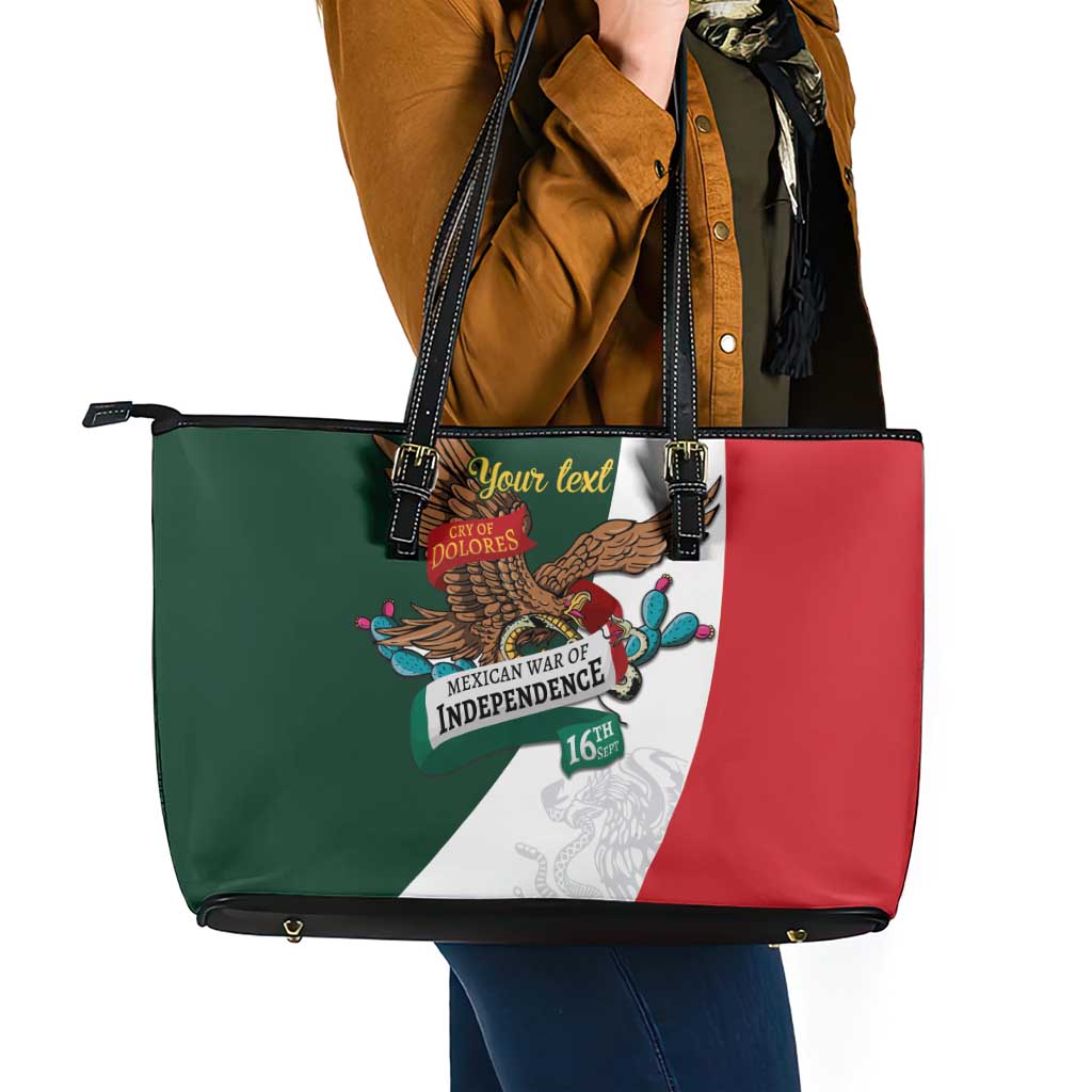 iViva Mexico Eagle Personalized Leather Tote Bag Mexican Independence Day Fiesta - Wonder Print Shop