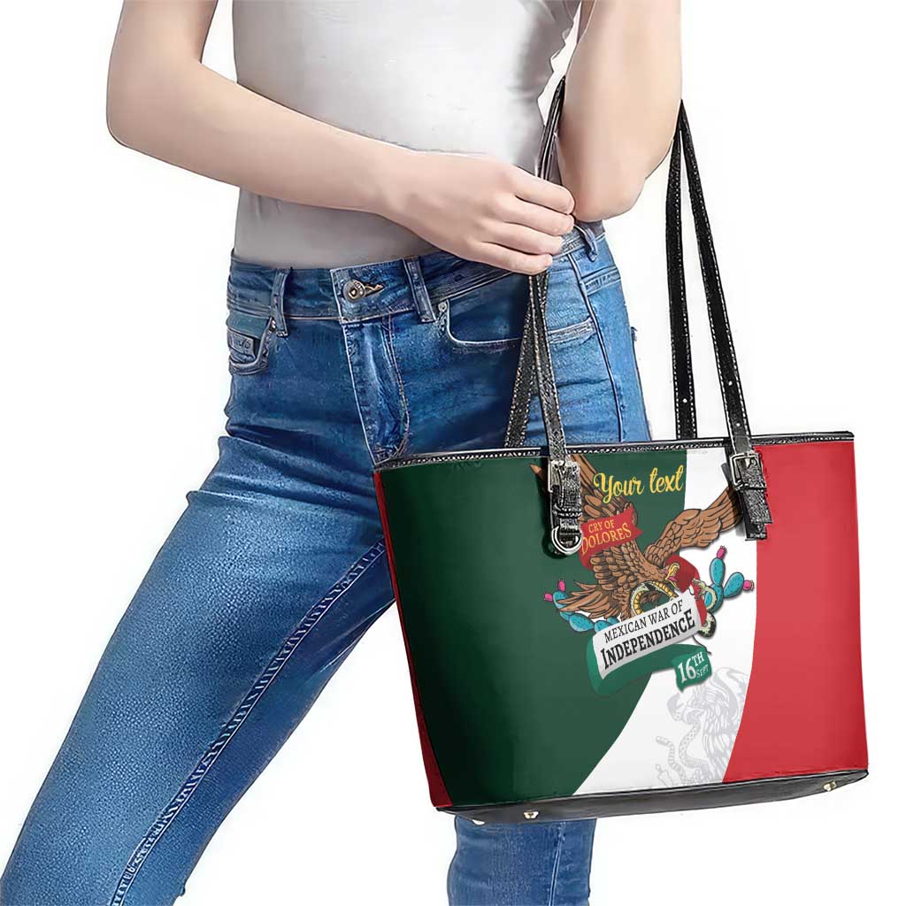 iViva Mexico Eagle Personalized Leather Tote Bag Mexican Independence Day Fiesta - Wonder Print Shop