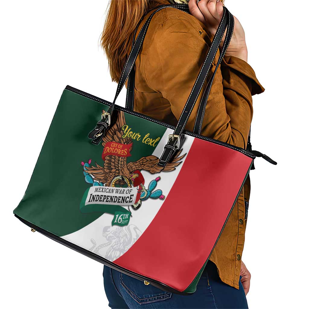 iViva Mexico Eagle Personalized Leather Tote Bag Mexican Independence Day Fiesta - Wonder Print Shop