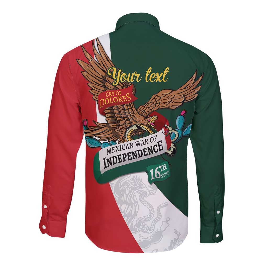iViva Mexico Eagle Personalized Long Sleeve Button Shirt Mexican Independence Day Fiesta - Wonder Print Shop