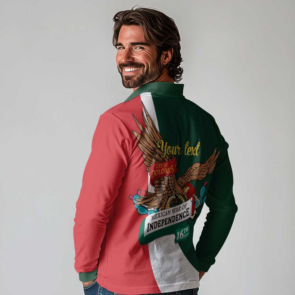 iViva Mexico Eagle Personalized Long Sleeve Polo Shirt Mexican Independence Day Fiesta - Wonder Print Shop