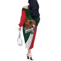 iViva Mexico Eagle Personalized Off The Shoulder Long Sleeve Dress Mexican Independence Day Fiesta - Wonder Print Shop
