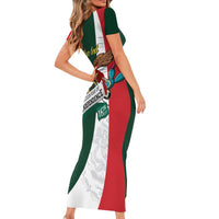 iViva Mexico Eagle Personalized Short Sleeve Bodycon Dress Mexican Independence Day Fiesta - Wonder Print Shop