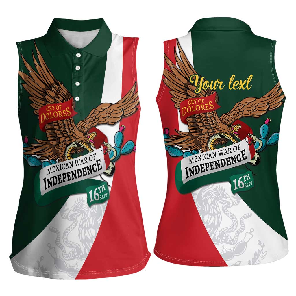 iViva Mexico Eagle Personalized Women Sleeveless Polo Shirt Mexican Independence Day Fiesta - Wonder Print Shop