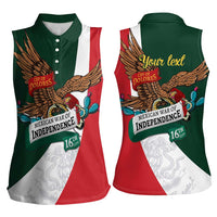 iViva Mexico Eagle Personalized Women Sleeveless Polo Shirt Mexican Independence Day Fiesta - Wonder Print Shop