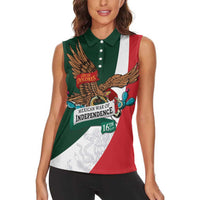 iViva Mexico Eagle Personalized Women Sleeveless Polo Shirt Mexican Independence Day Fiesta - Wonder Print Shop