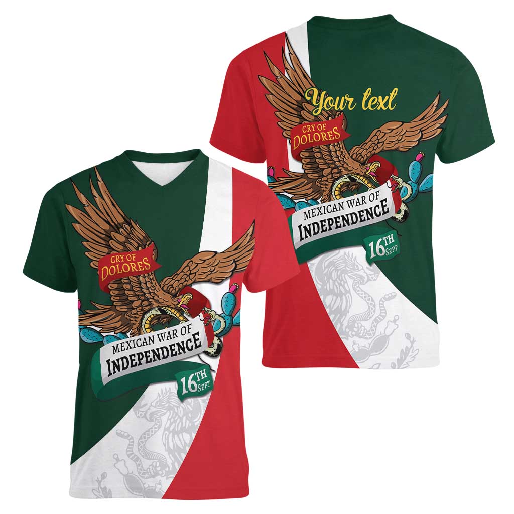 iViva Mexico Eagle Personalized Women V-Neck T-Shirt Mexican Independence Day Fiesta - Wonder Print Shop