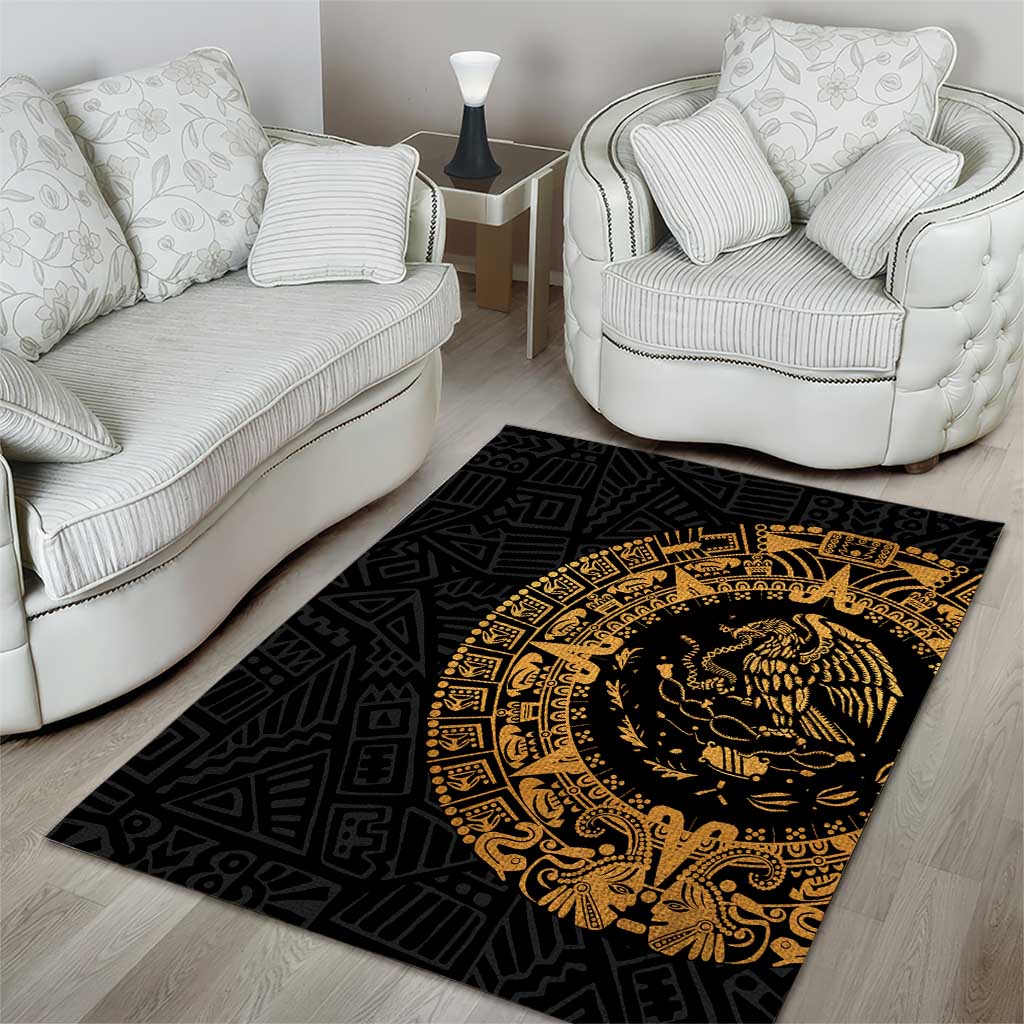 Mexican Aztec Area Rug Golden Coat of Arm - Wonder Print Shop