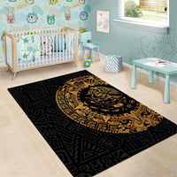 Mexican Aztec Area Rug Golden Coat of Arm - Wonder Print Shop