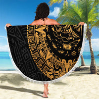 Mexican Aztec Beach Blanket Golden Coat of Arm - Wonder Print Shop