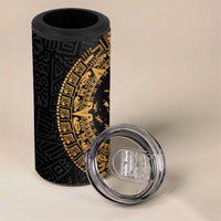 Mexican Aztec 4 in 1 Can Cooler Tumbler Golden Coat of Arm - Wonder Print Shop