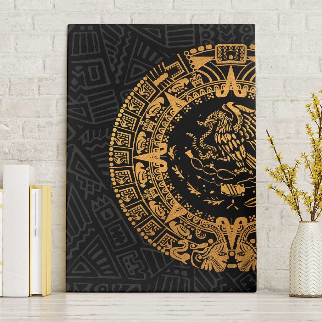 Mexican Aztec Canvas Wall Art Golden Coat of Arm - Wonder Print Shop