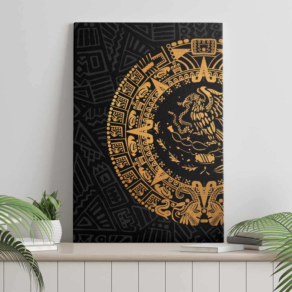 Mexican Aztec Canvas Wall Art Golden Coat of Arm - Wonder Print Shop
