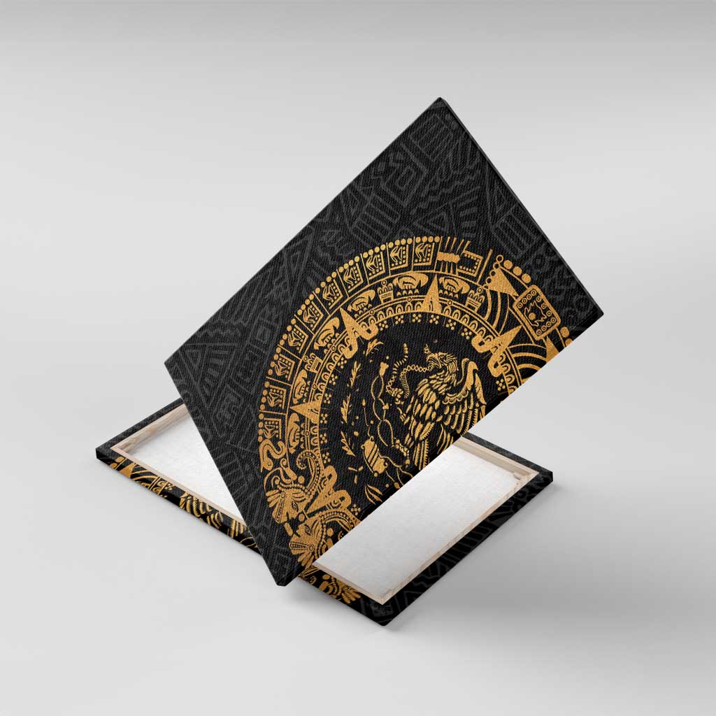Mexican Aztec Canvas Wall Art Golden Coat of Arm - Wonder Print Shop