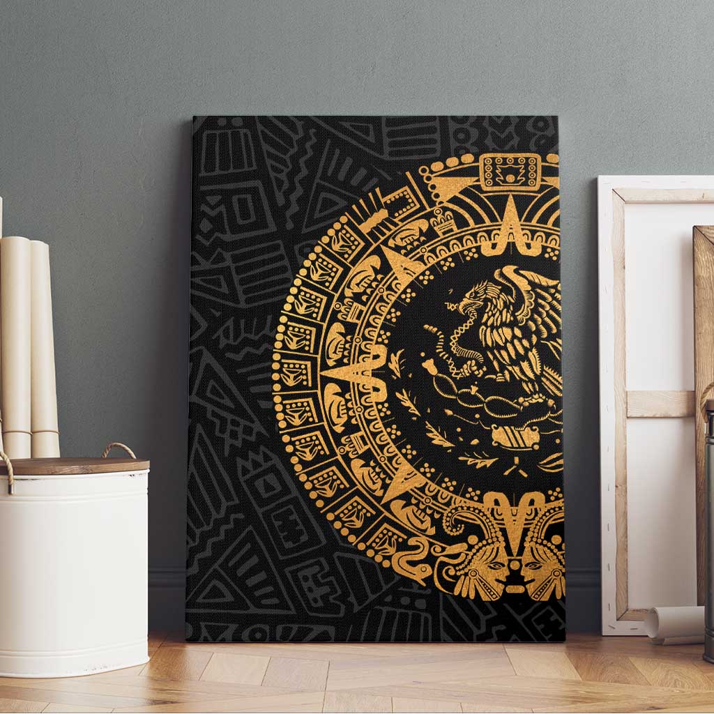 Mexican Aztec Canvas Wall Art Golden Coat of Arm - Wonder Print Shop