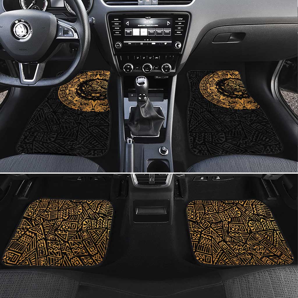 Mexican Aztec Car Mats Golden Coat of Arm - Wonder Print Shop