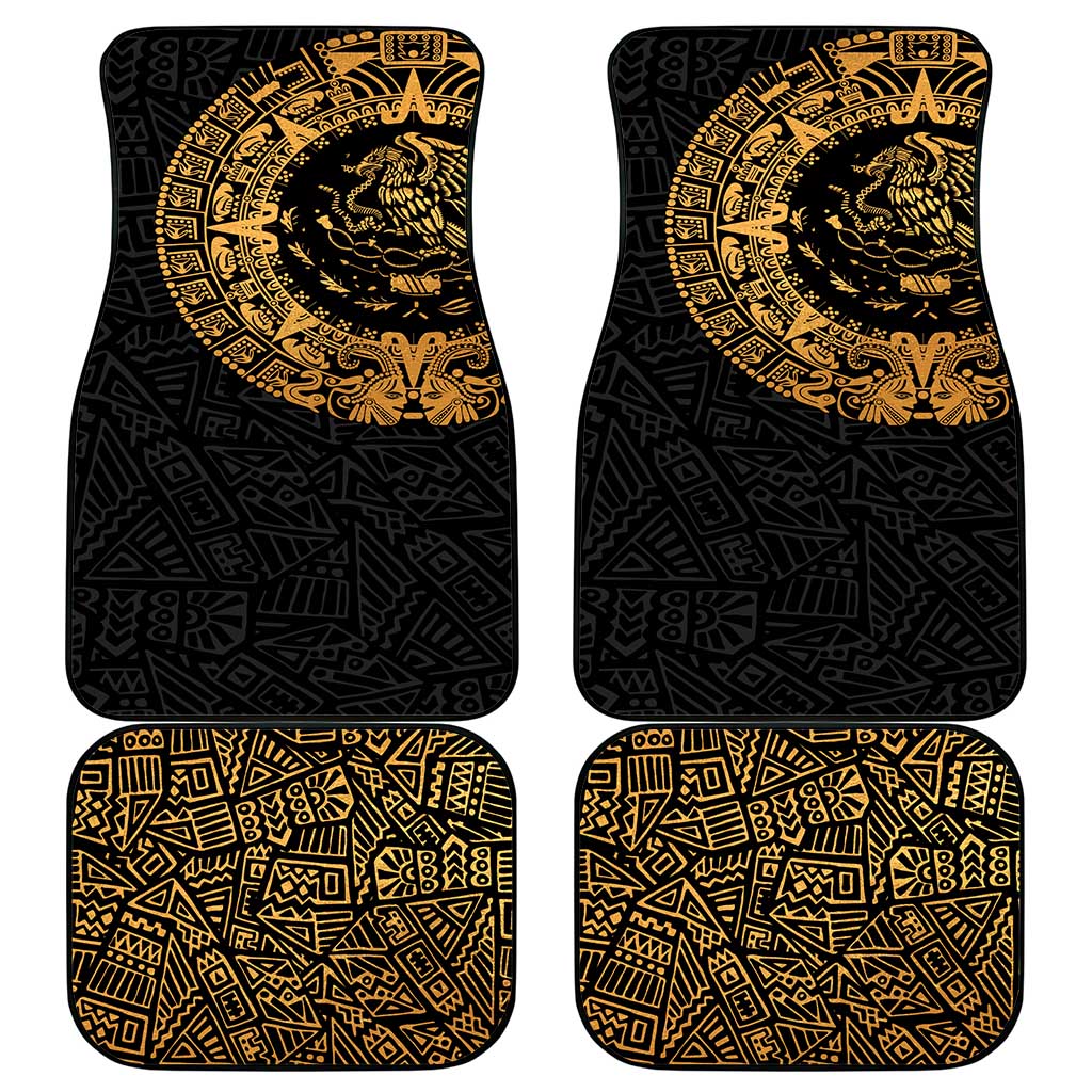 Mexican Aztec Car Mats Golden Coat of Arm - Wonder Print Shop