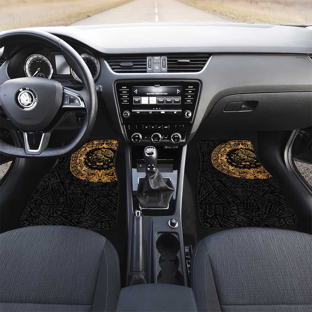 Mexican Aztec Car Mats Golden Coat of Arm - Wonder Print Shop