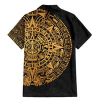 Mexican Aztec Family Matching Mermaid Dress and Hawaiian Shirt Golden Coat of Arm - Wonder Print Shop