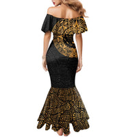 Mexican Aztec Family Matching Mermaid Dress and Hawaiian Shirt Golden Coat of Arm - Wonder Print Shop