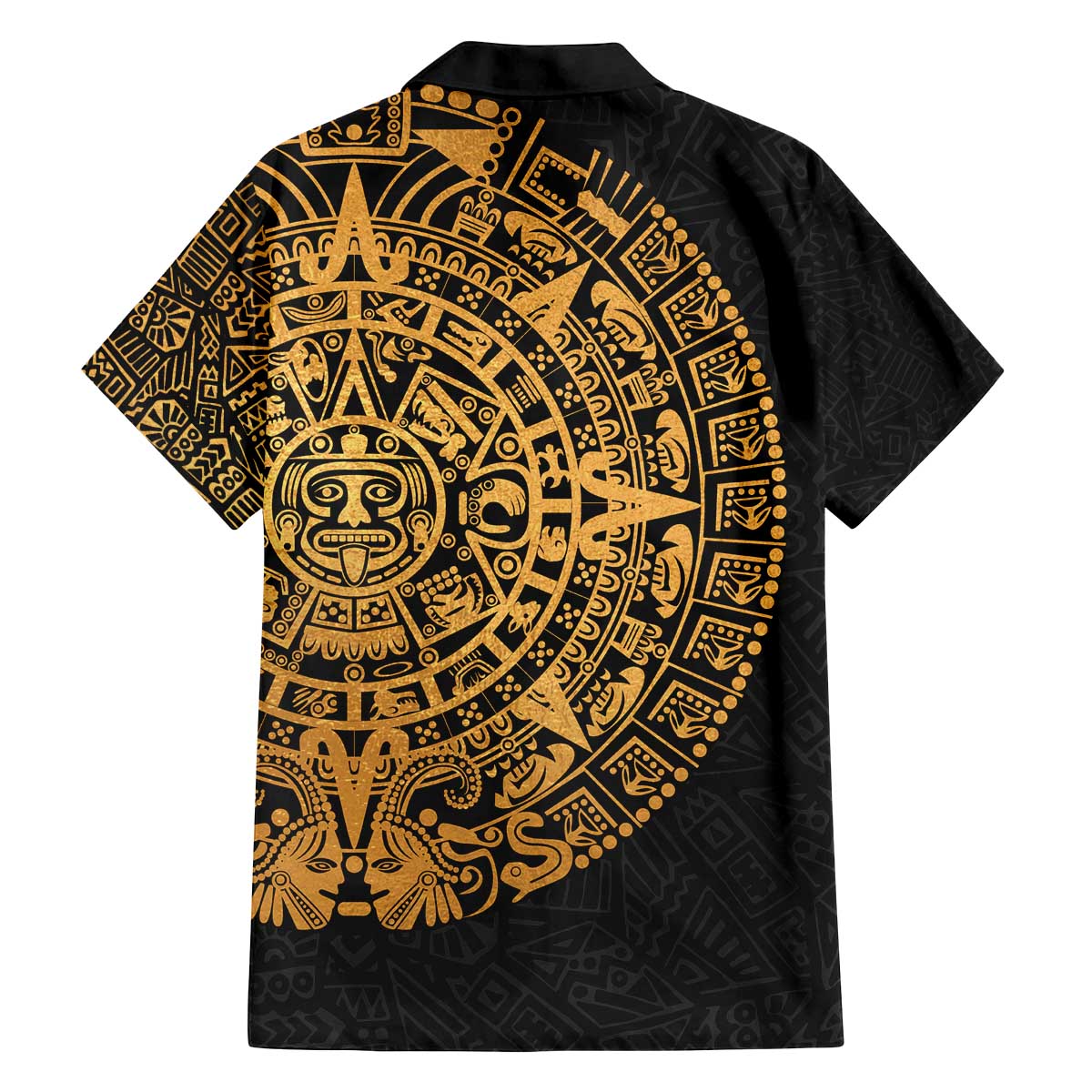 Mexican Aztec Family Matching Off The Shoulder Long Sleeve Dress and Hawaiian Shirt Golden Coat of Arm - Wonder Print Shop
