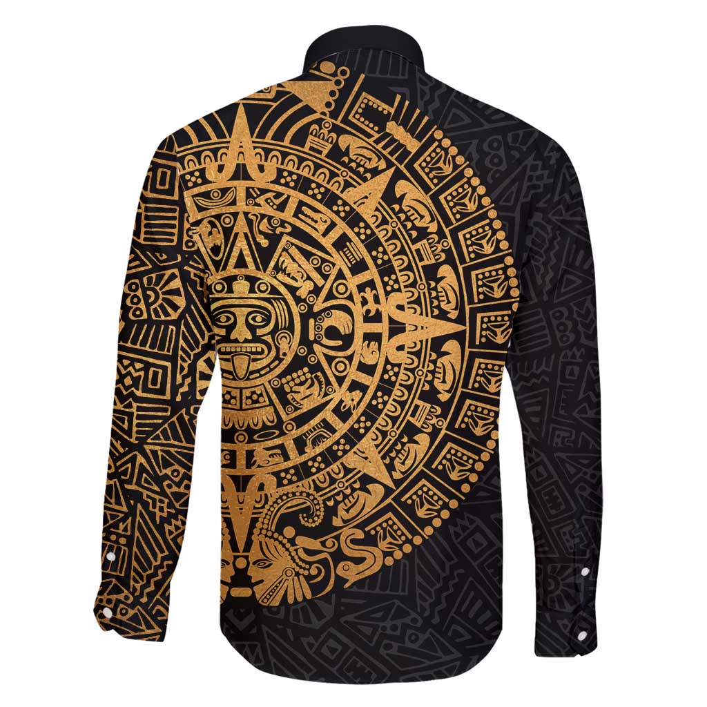 Mexican Aztec Family Matching Summer Maxi Dress and Hawaiian Shirt Golden Coat of Arm - Wonder Print Shop