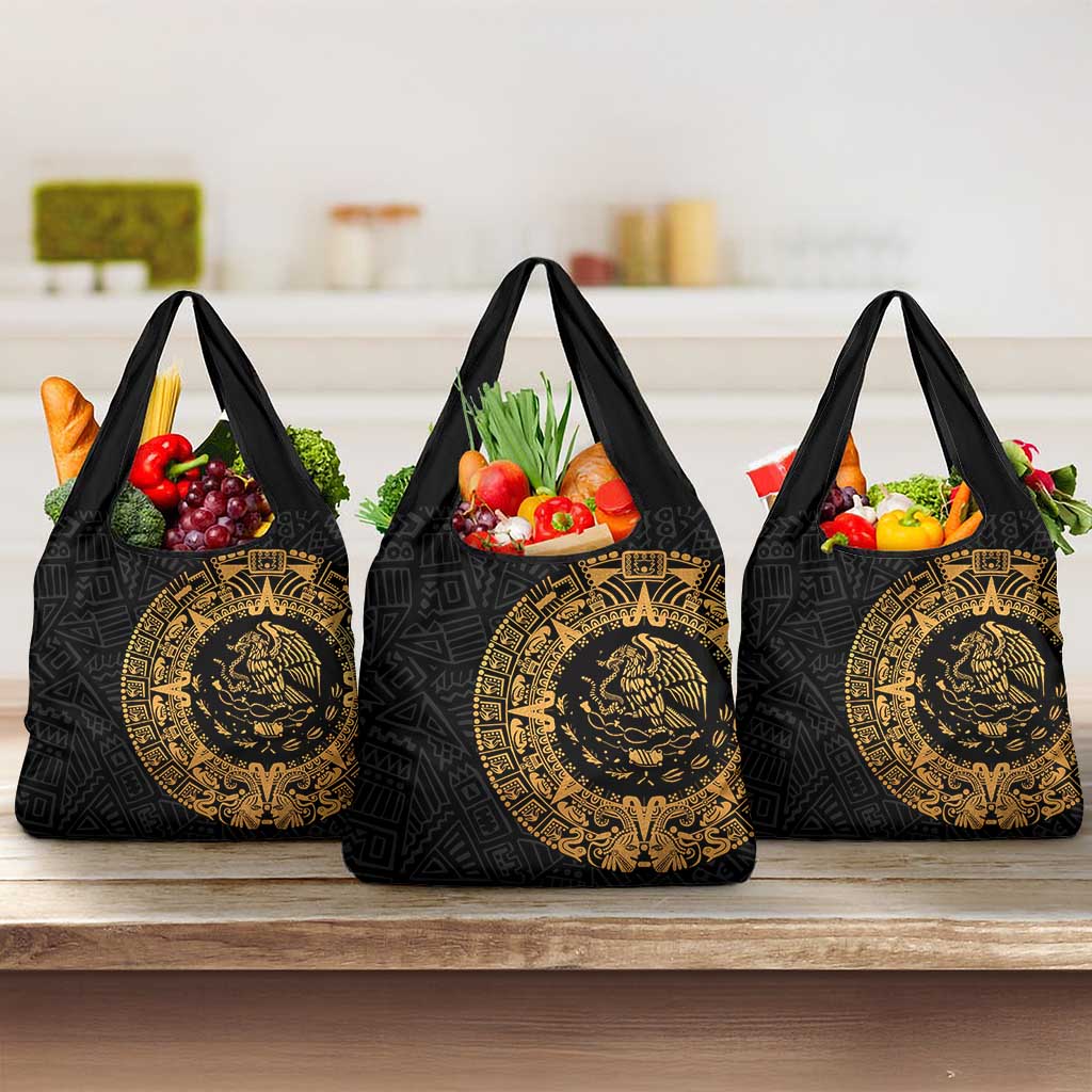 Mexican Aztec Grocery Bag Golden Coat of Arm - Wonder Print Shop