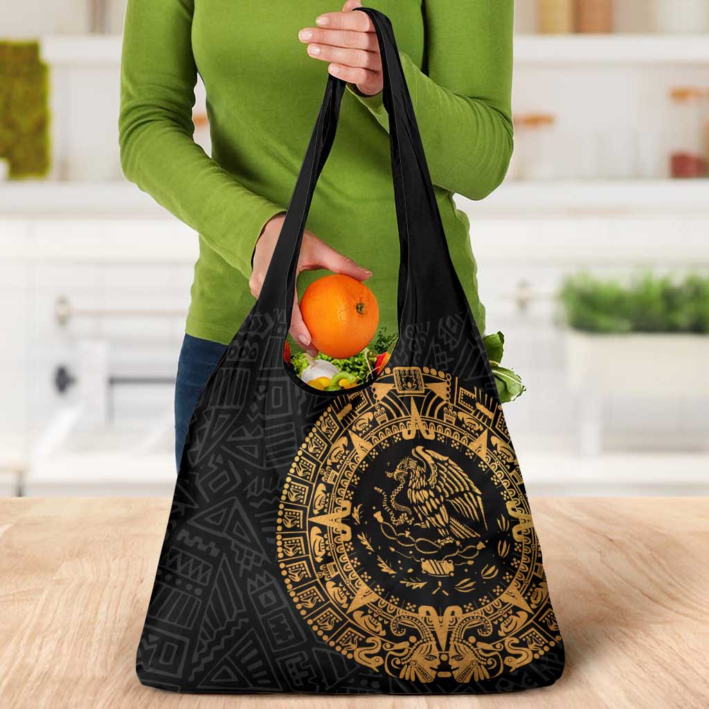 Mexican Aztec Grocery Bag Golden Coat of Arm - Wonder Print Shop
