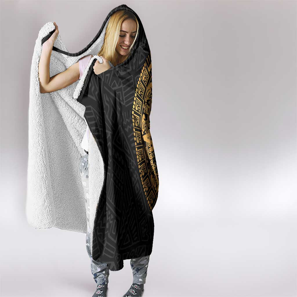 Mexican Aztec Hooded Blanket Golden Coat of Arm - Wonder Print Shop