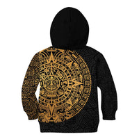 Mexican Aztec Kid Hoodie Golden Coat of Arm - Wonder Print Shop