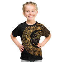 Mexican Aztec Kid T Shirt Golden Coat of Arm - Wonder Print Shop