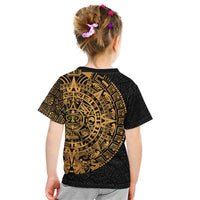 Mexican Aztec Kid T Shirt Golden Coat of Arm - Wonder Print Shop
