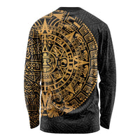 Mexican Aztec Long Sleeve Shirt Golden Coat of Arm - Wonder Print Shop