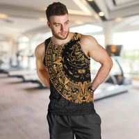 Mexican Aztec Men Tank Top Golden Coat of Arm - Wonder Print Shop