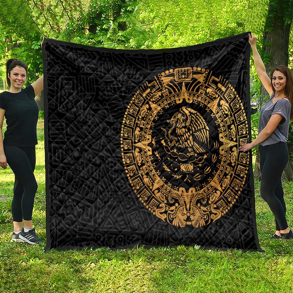 Mexican Aztec Quilt Golden Coat of Arm - Wonder Print Shop