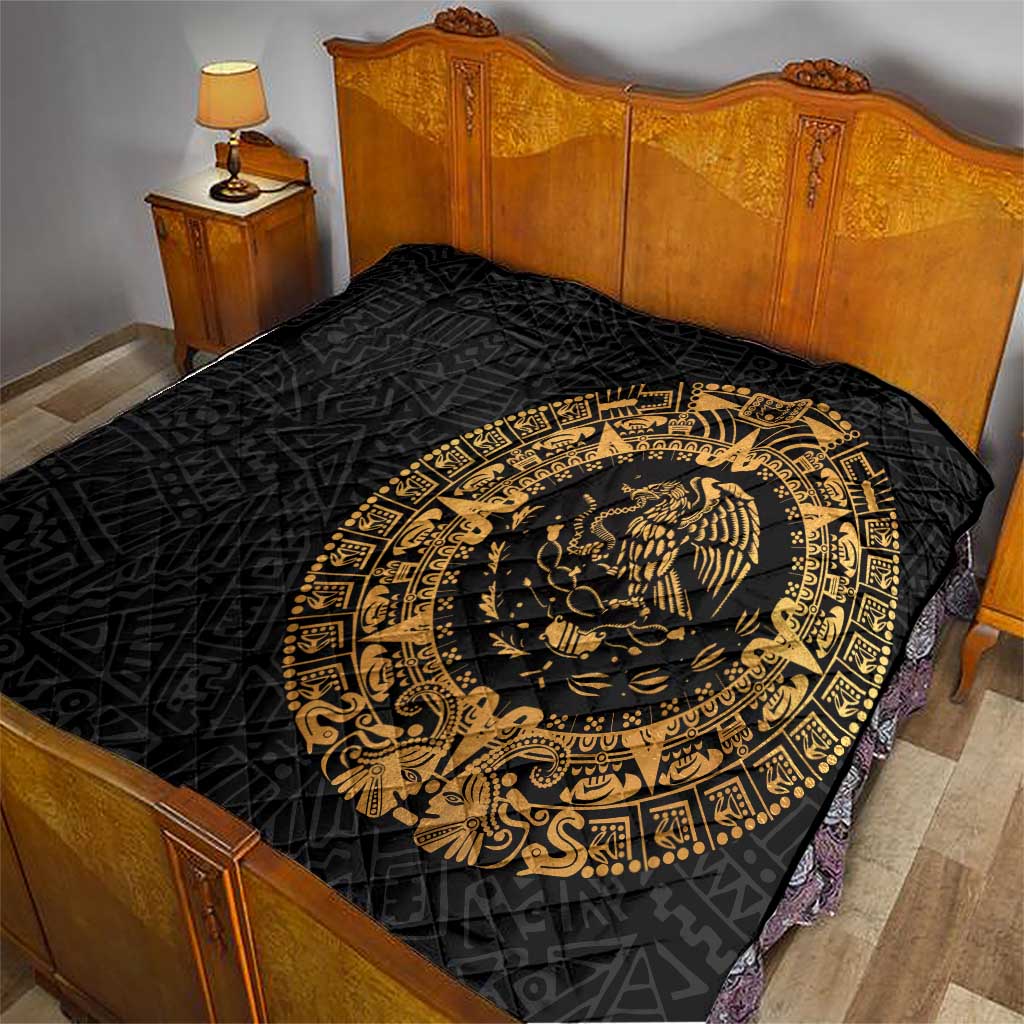 Mexican Aztec Quilt Golden Coat of Arm - Wonder Print Shop