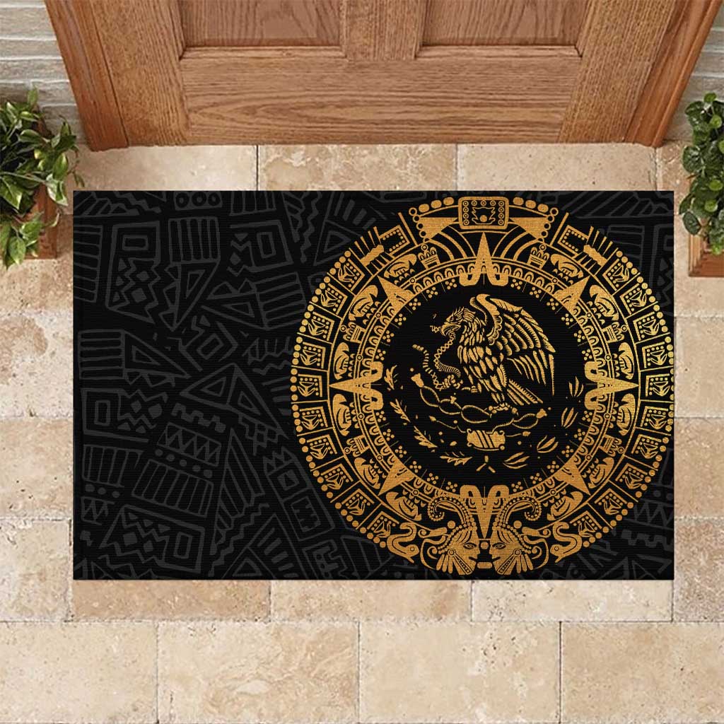 Mexican Aztec Rubber Doormat Golden Coat of Arm - Wonder Print Shop