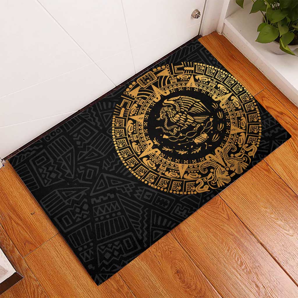 Mexican Aztec Rubber Doormat Golden Coat of Arm - Wonder Print Shop