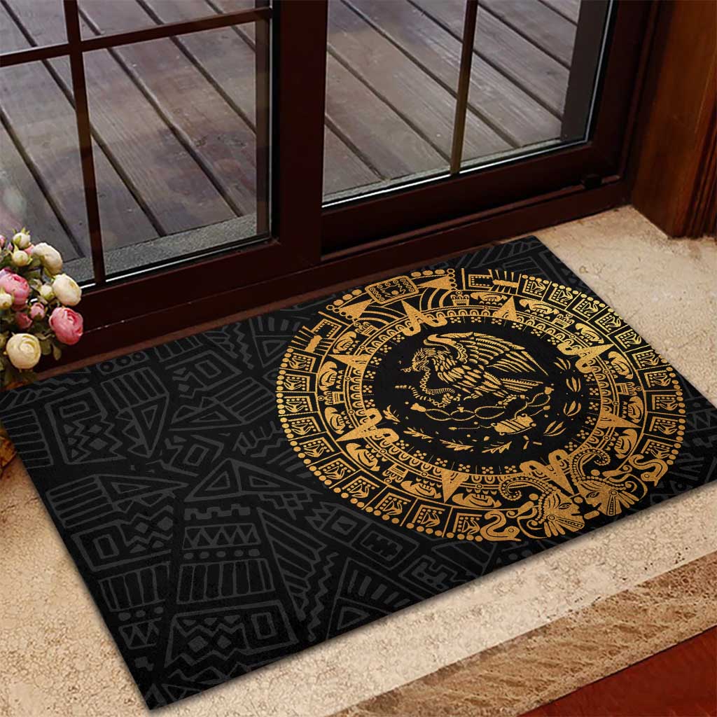 Mexican Aztec Rubber Doormat Golden Coat of Arm - Wonder Print Shop