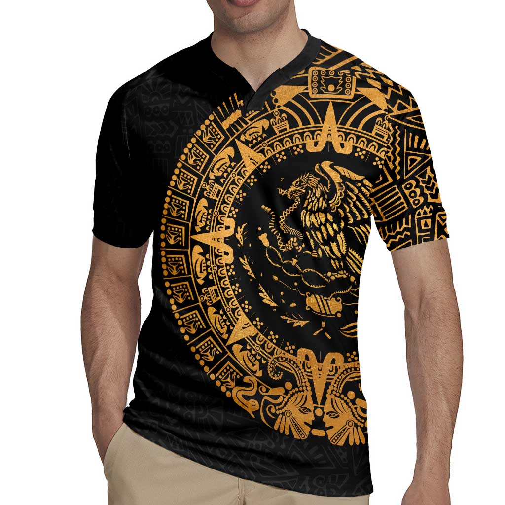 Mexican Aztec Rugby Jersey Golden Coat of Arm - Wonder Print Shop