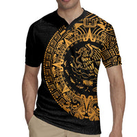 Mexican Aztec Rugby Jersey Golden Coat of Arm - Wonder Print Shop