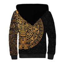 Mexican Aztec Sherpa Hoodie Golden Coat of Arm - Wonder Print Shop